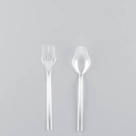 Set 50 mini transparent finger food cutlery